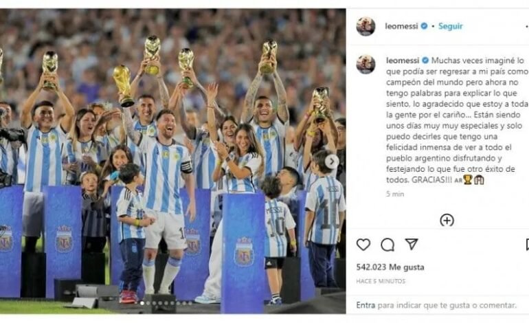 El emotivo mensaje de Lionel Messi en sus redes sociales