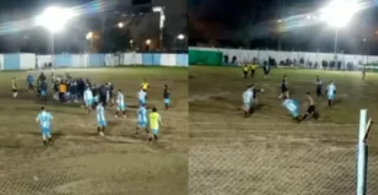 VIDEO: Escándalo en la Liga Sanlorencina: jugadores de la reserva, a las trompadas en el campo de juego