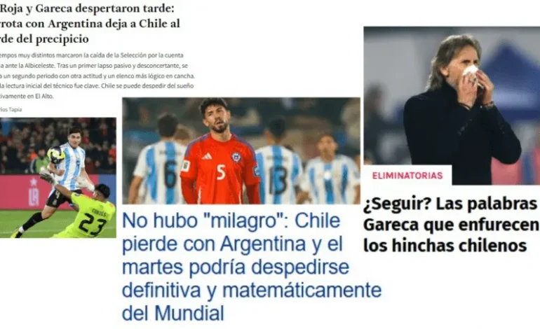«Mala lectura» y «al borde de la eliminación»: la reacción de los medios chilenos a la derrota ante Argentina