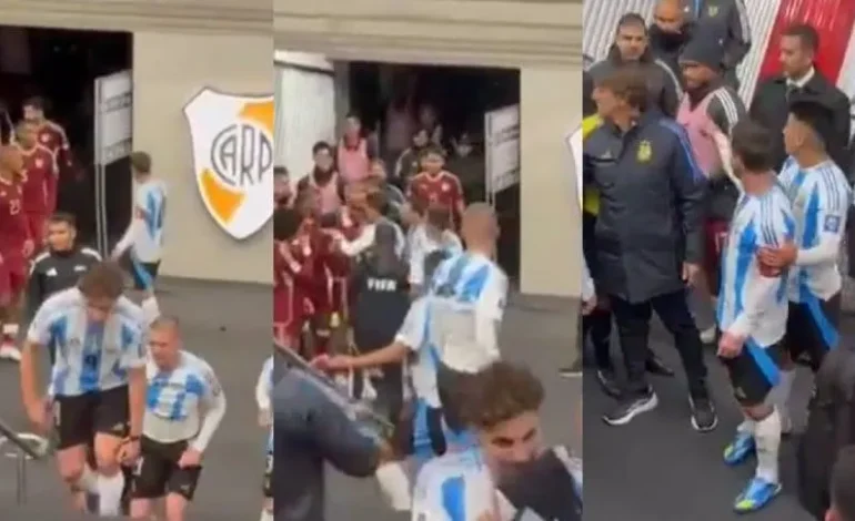 VIDEO: Lionel Messi tuvo un econtronazo con Tomás Rincón en el entretiempo