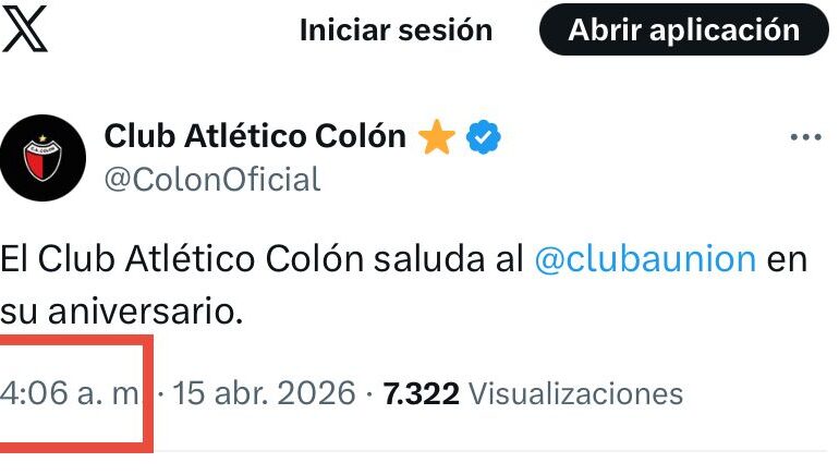 A LAS 4:06, el saludo de Colón a Unión por su aniversario
